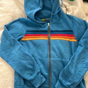 Aviator Nation light blue classic stripe zip up hoodie adult S